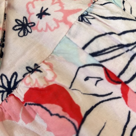 Janie and jack floral sketch wide leg bow front romper jumpsuit - Picture 6 of 9